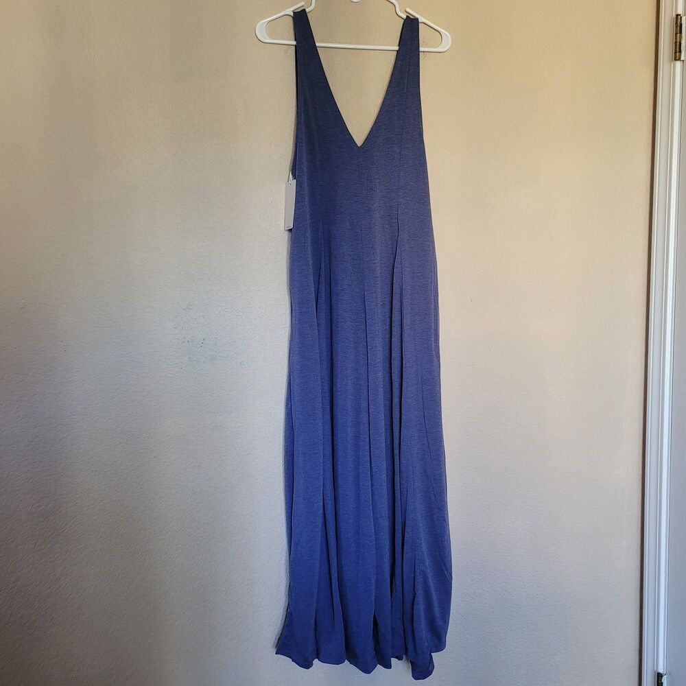 Halara Womens XS VNeck Side Pockets Draped Wide Leg Blue Flowy Jumpsuit Oversize - Picture 10 of 10